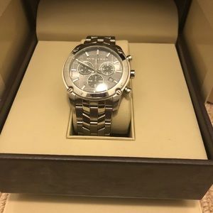 Authentic chrono Burberry watch in silver